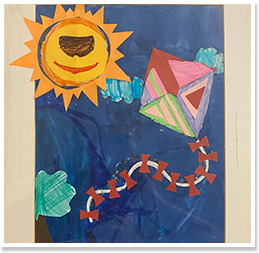 Painting of the sun and a kite